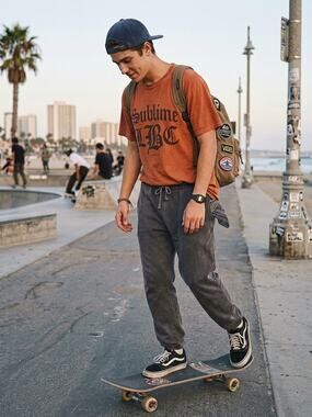 PacSun Mens Mineral Wash Fleece Joggers Small Vintage Streetwear Pants C0031